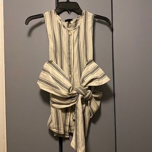Who What Wear Wrap Top Gray and White Striped Size Small